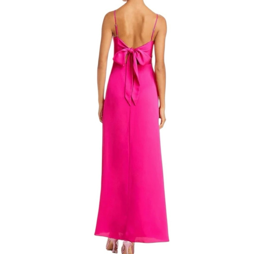 NWT AQUA Faux Wrap Spaghetti Strap V-Neck Tie Back Split Hem Lined Dress… - Picture 4 of 6